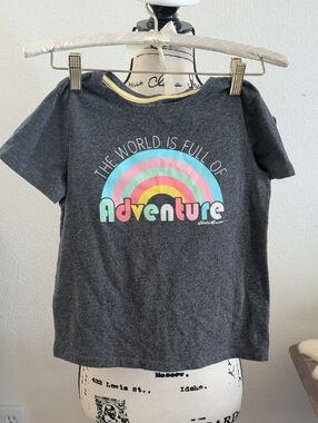 Eddie Bauer Charcoal Tee with Pastel Rainbow Adventure Graphic